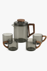 Portable glass teapot with modern style cups