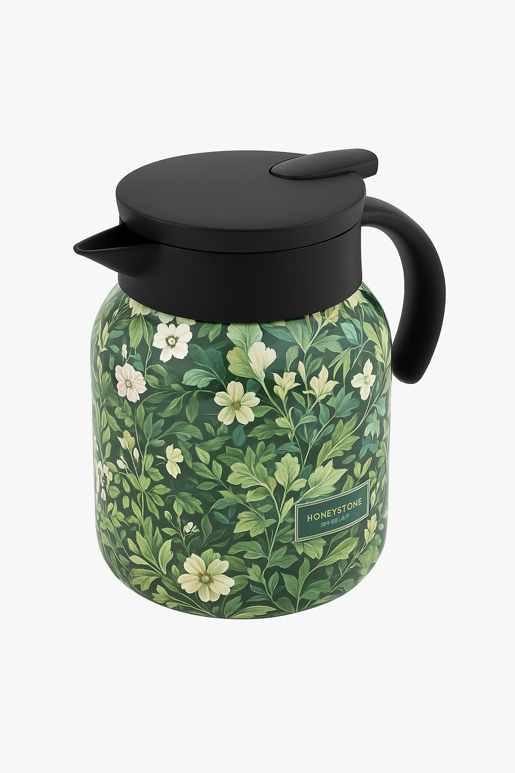 Vintage floral insulated tea pot with infuser and thermostat - stainless steel