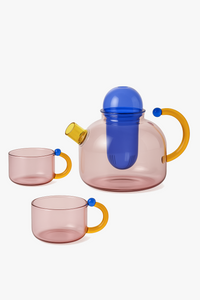 Minimalist heat-resistant glass teapot with built-in filter