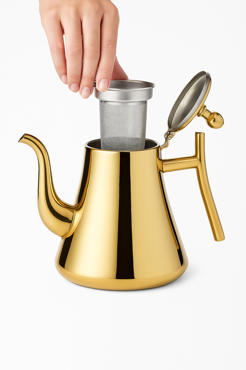 Théière acier inox poli avec infuseur filtre - vue 3 sur 2