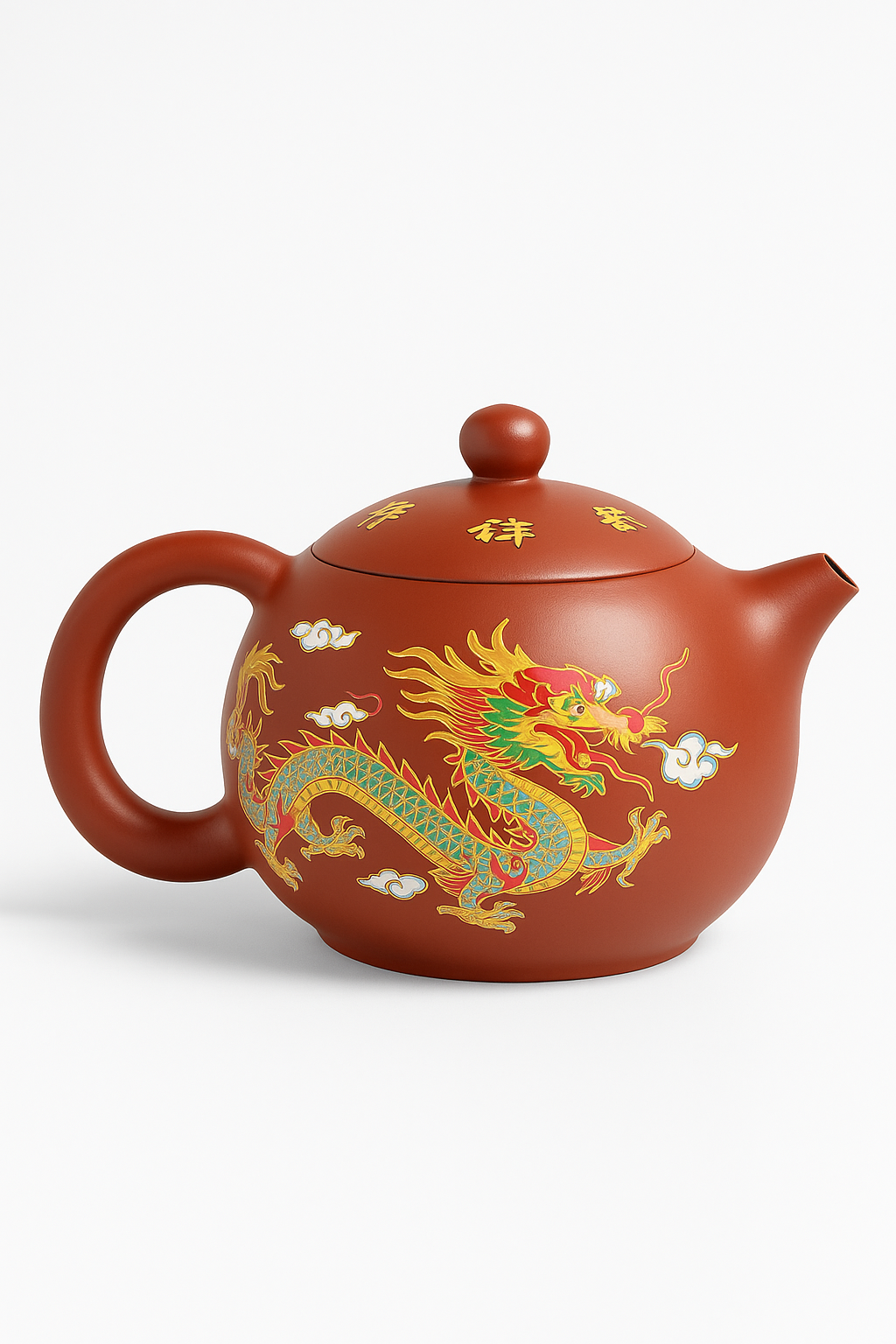 Theiere argile dragons phénix gongfu fait main - vue 2 sur 2