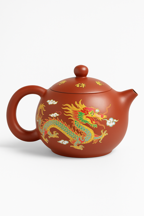 Theiere argile dragons phénix gongfu fait main - vue 3 sur 2