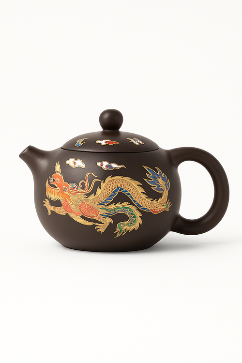 Théière argile yixing dragons phoenix style gongfu artisanal - vue 3 sur 2