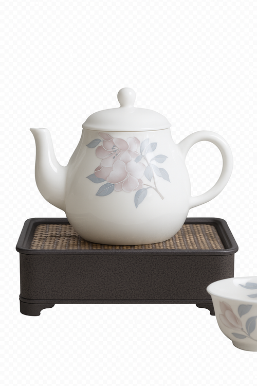 Théière céramique chinoise motifs floraux peints main 160ml - vue 2 sur 2