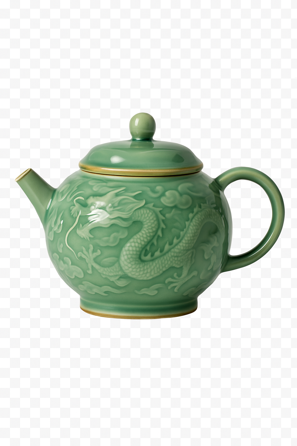 Theiere ceramique dragon phoenix relief filtre kung fu - vue 2 sur 2