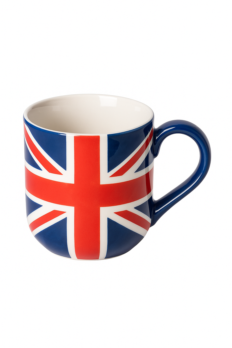 Theiere ceramique drapeau britannique peinte main avec infuseur