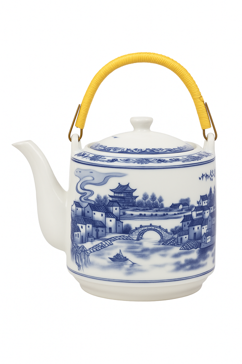 Théière céramique grande capacité style chinois motifs - vue 3 sur 2