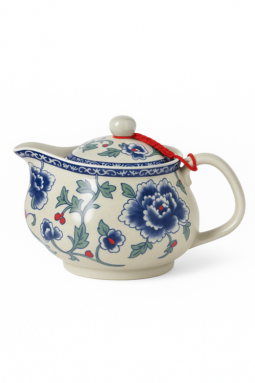 Théière céramique jingdezhen motif traditionnel avec filtre - vue 2 sur 2