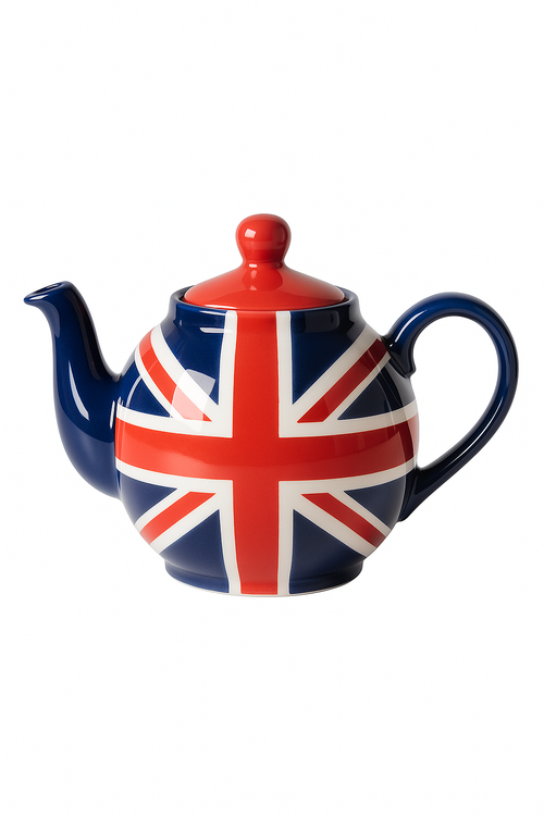 Théière céramique motif drapeau britannique infuseur inox - vue 3 sur 2