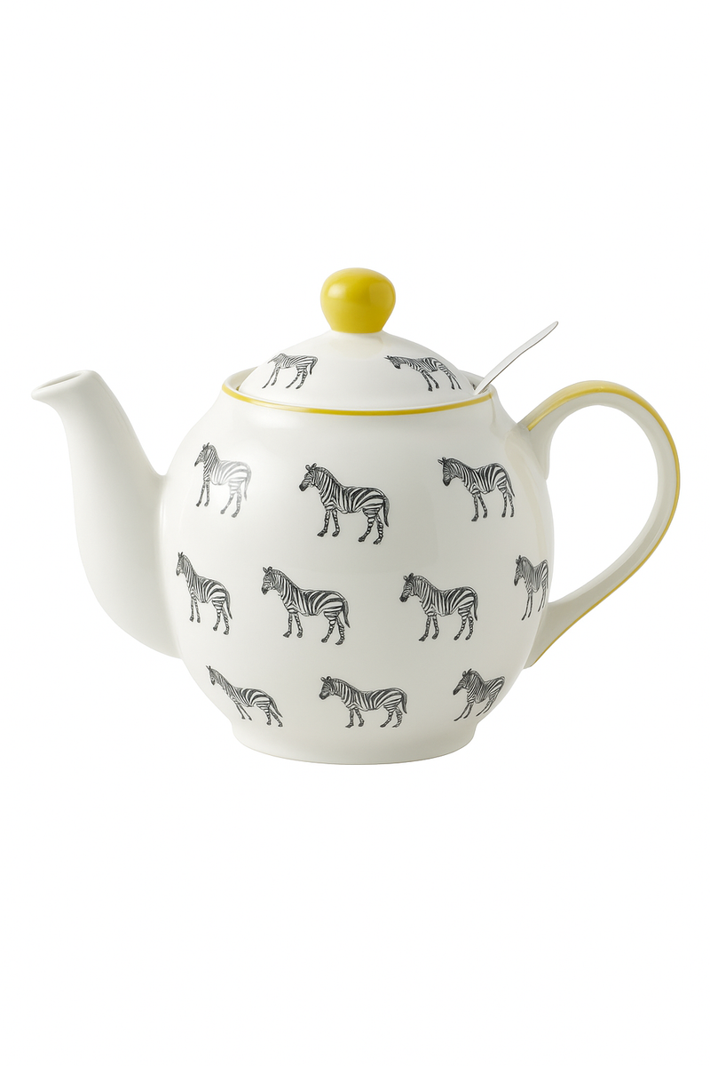 Théière céramique motif zebre avec infuseur inox