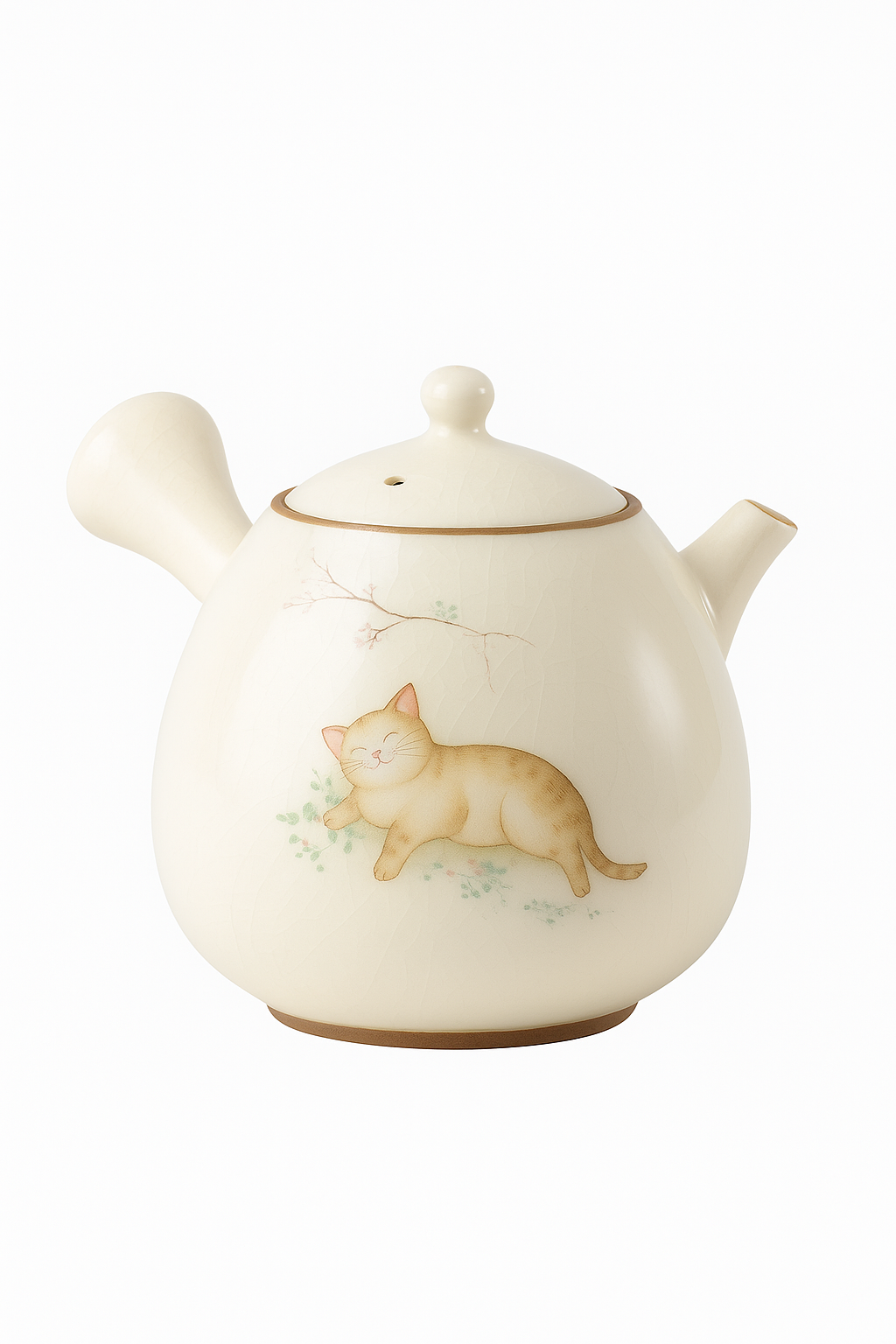 Theiere ceramique ru kiln motif chat poignee laterale - vue 2 sur 2