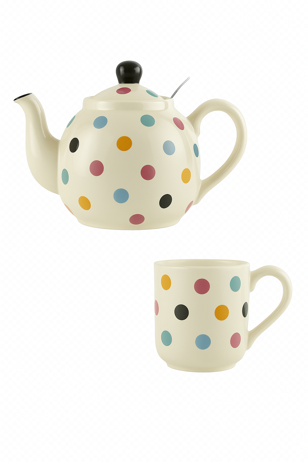 Théière céramique style britannique à pois pour thé - vue 2 sur 2