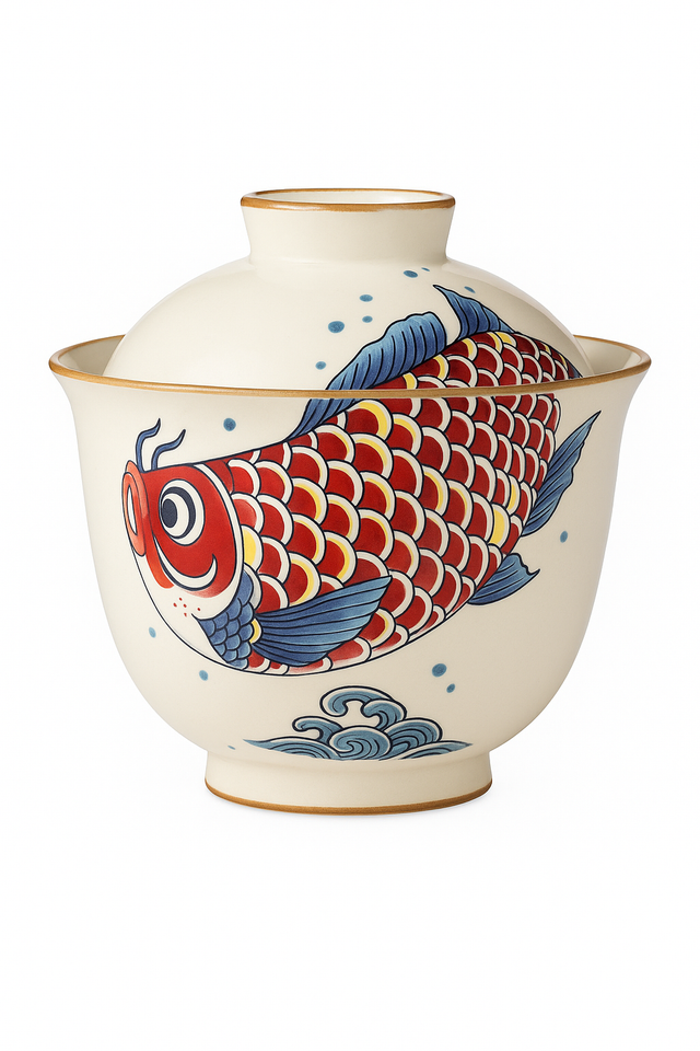 Théière chinoise céramique arowana style kung fu rétro