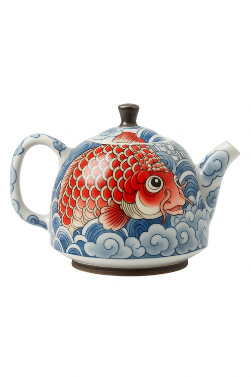 theiere chinoise en porcelaine decor traditionnel avec infuseur - vue 3 sur 2