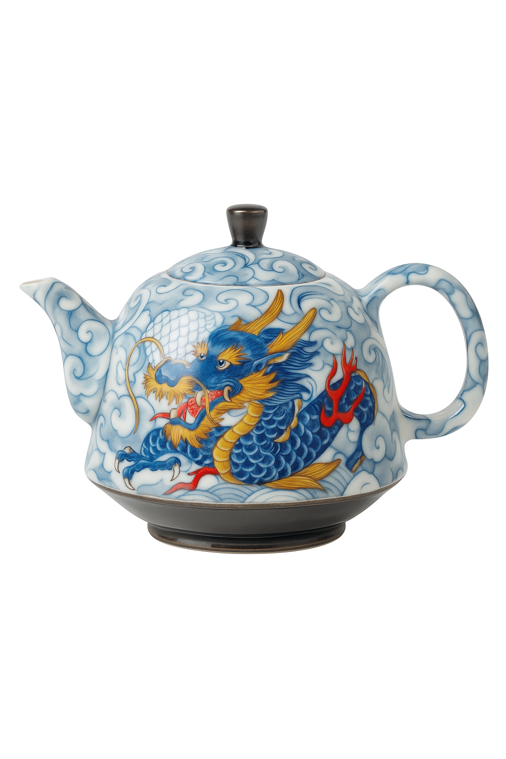 Théière chinoise en porcelaine décor traditionnel infuseur - vue 2 sur 2