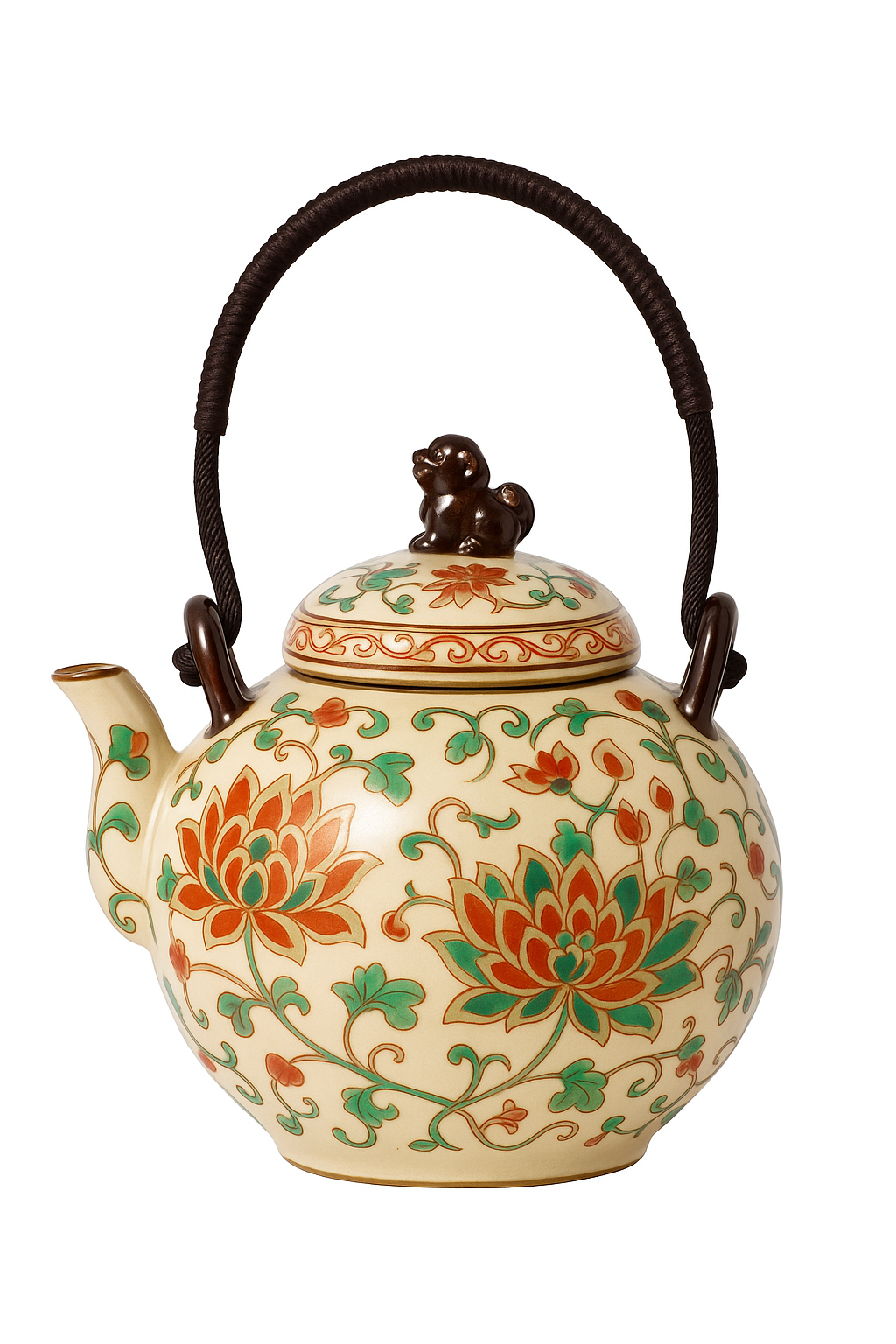 Théière chinoise lotus en porcelaine service kung fu - vue 2 sur 2