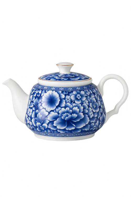 Théière chinoise porcelaine motif traditionnel portable artisanale - vue 3 sur 2