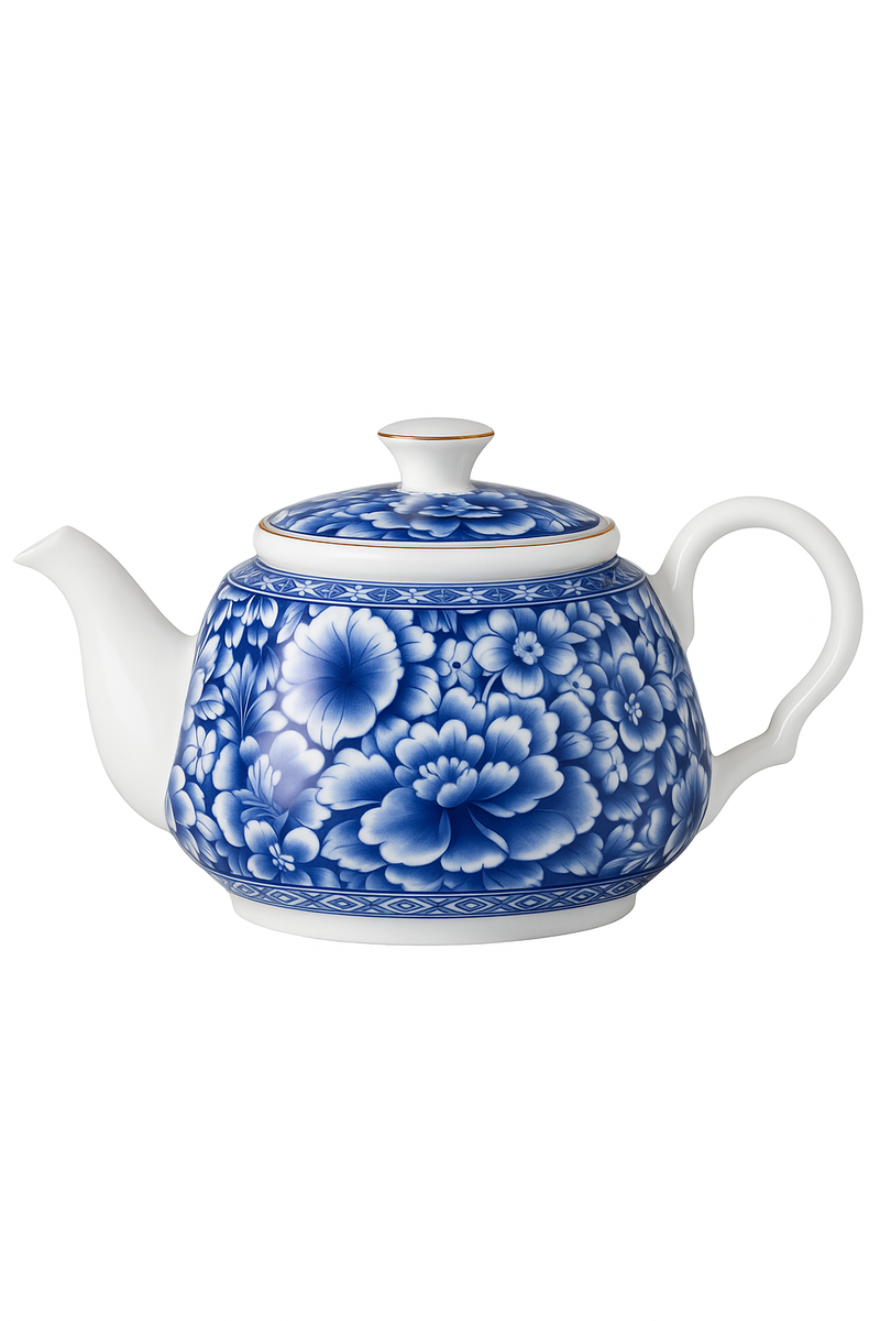Théière chinoise porcelaine motif traditionnel portable artisanale