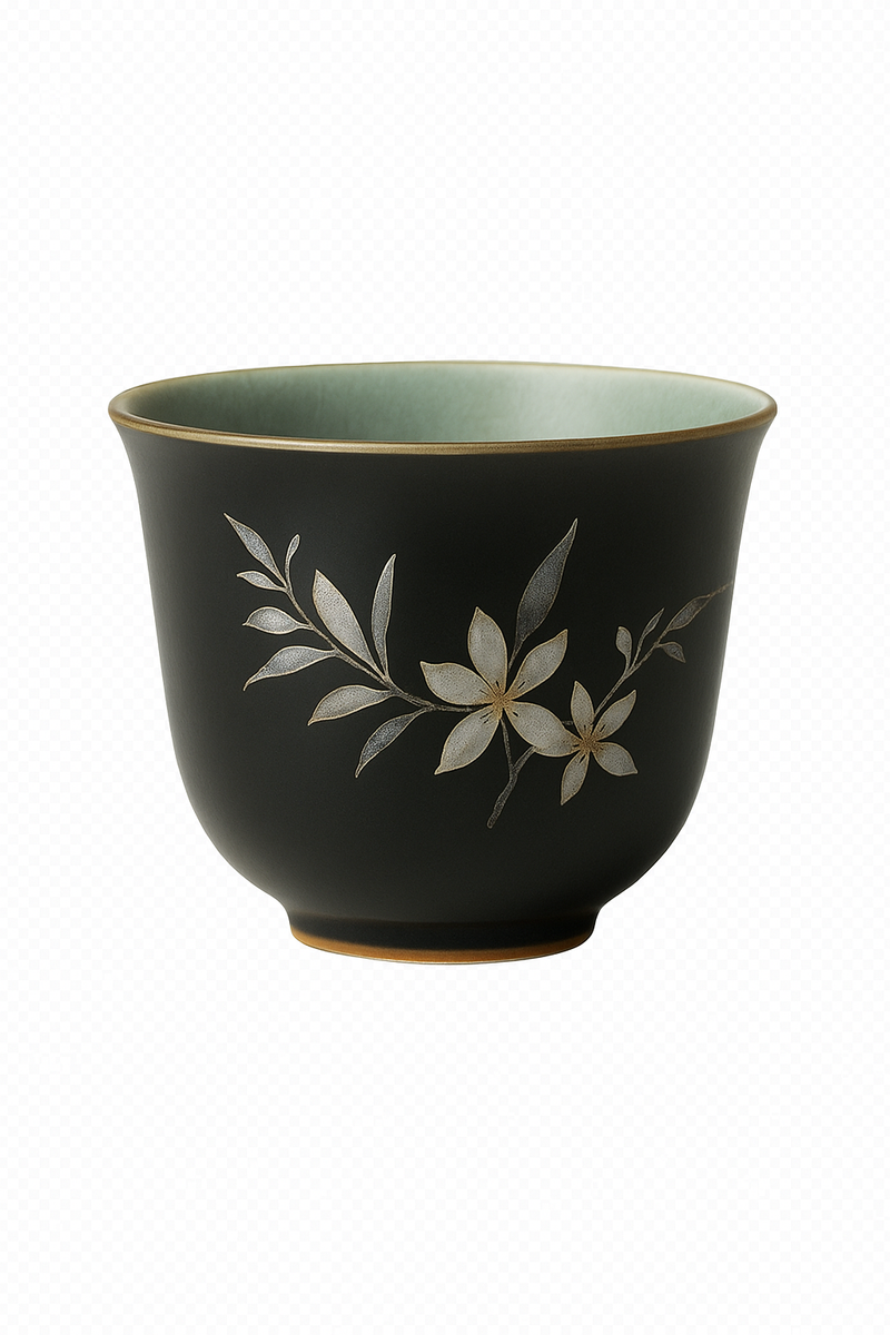 Théière chinoise rétro céramique kungfu motif floral abricot