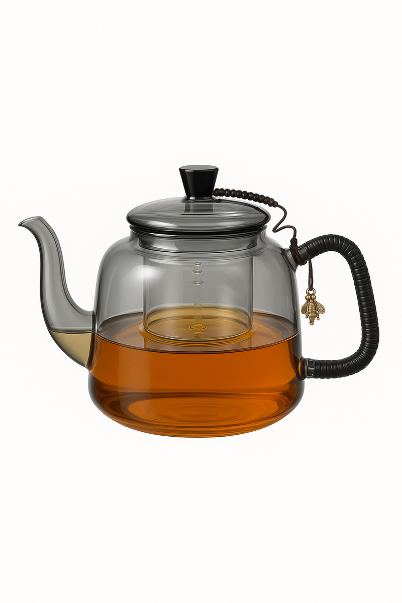Théière en verre borosilicate 1.2l infuseur double compartiment