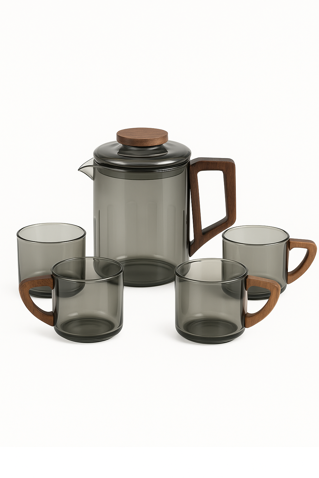 Théière en verre portative avec tasses style moderne - vue 2 sur 2
