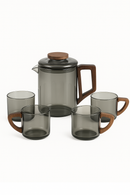 Théière en verre portative avec tasses style moderne