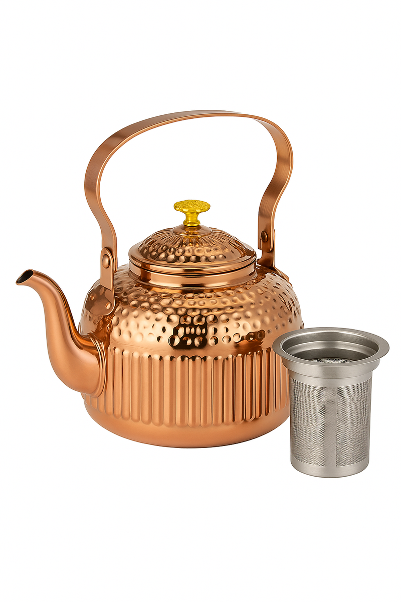 Théière inox motif martelé avec filtre 1 8l