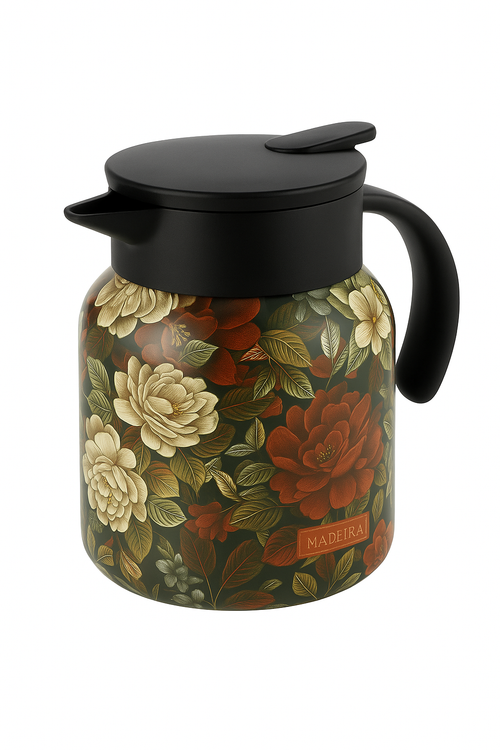 théière isotherme acier inoxydable motif floral vintage infuseur - vue 3 sur 2