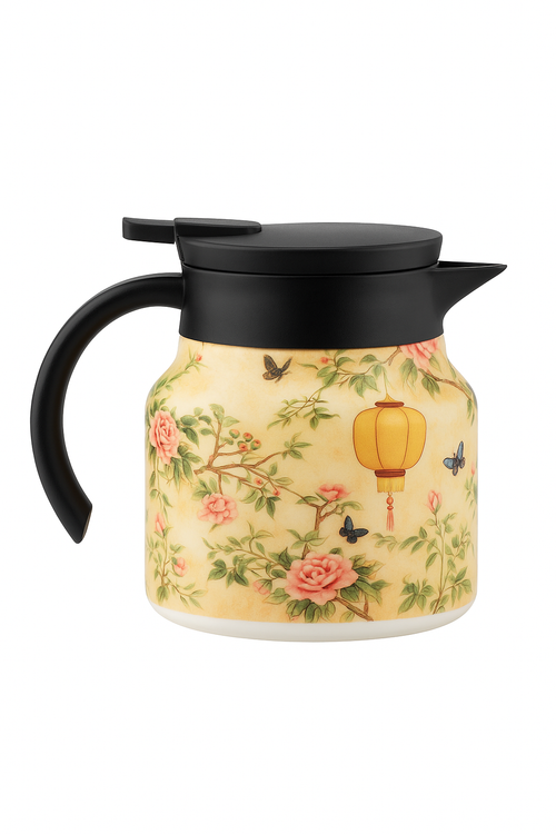 Théière isotherme florale vintage acier inox infuseur thermostat - vue 3 sur 2