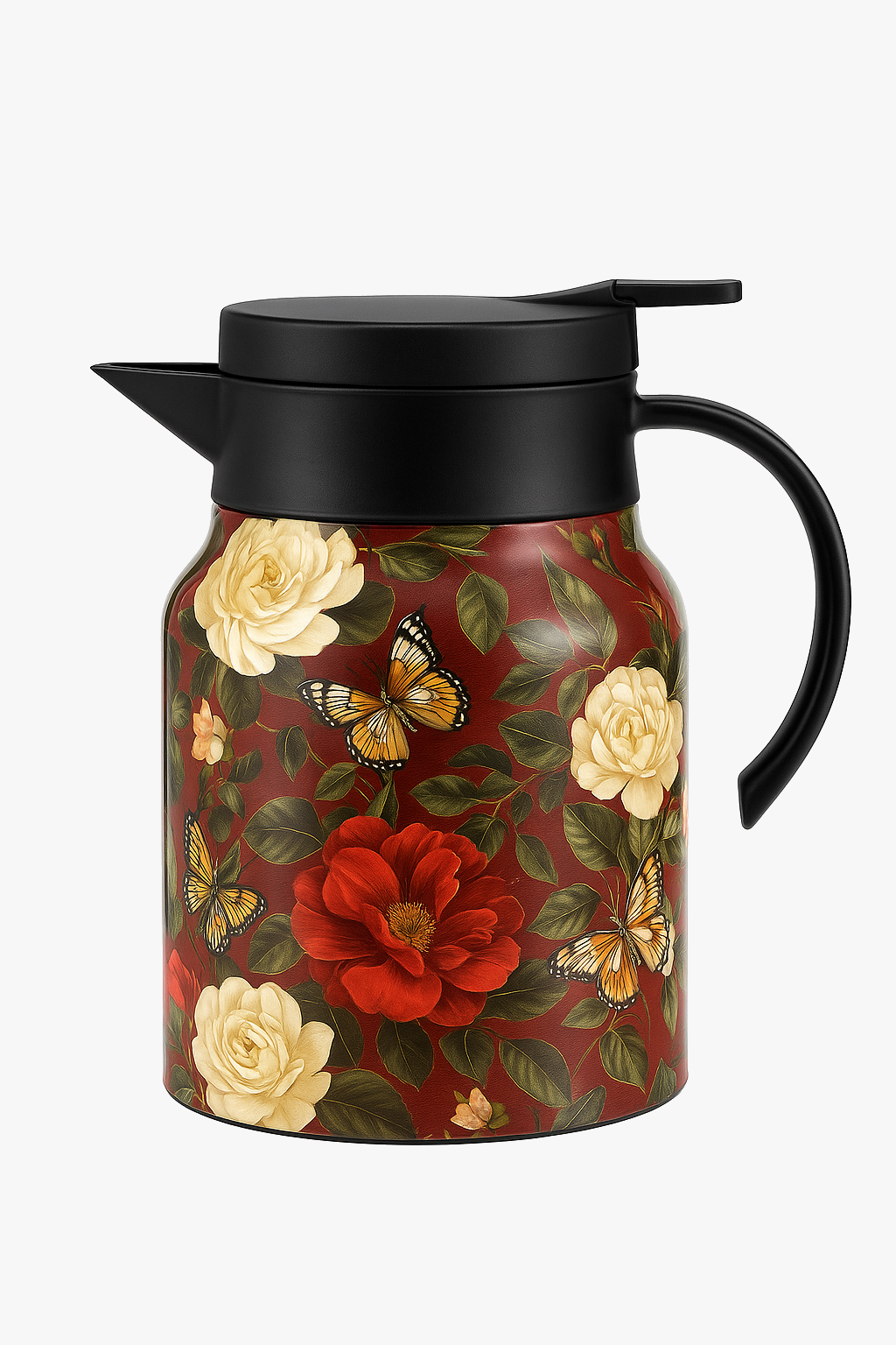 Vintage insulated floral teapot with infuser