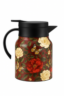 Theiere isotherme vintage motif floral inox avec infuseur