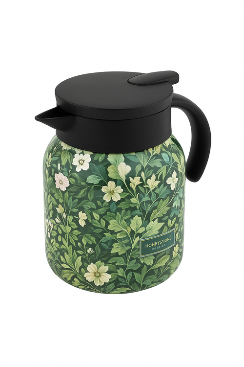 Théière isotherme vintage motif floral inox infuseur thermostat - vue 3 sur 2