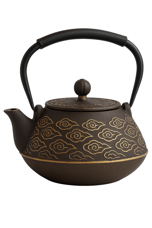 theiere japonaise en fonte motif nuages avec infuseur - vue 3 sur 2