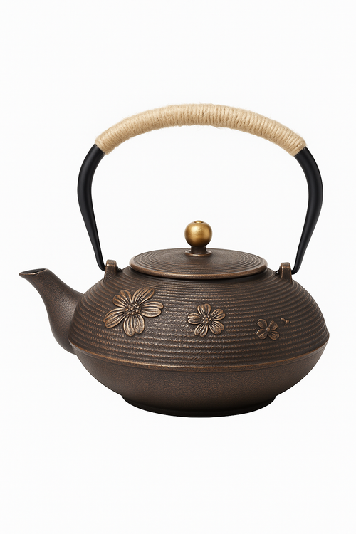 theiere japonaise fonte emaillee avec infuseur filtre maille - vue 3 sur 2