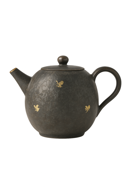 théière japonaise style rétro dorures avec infuseur - vue 3 sur 2