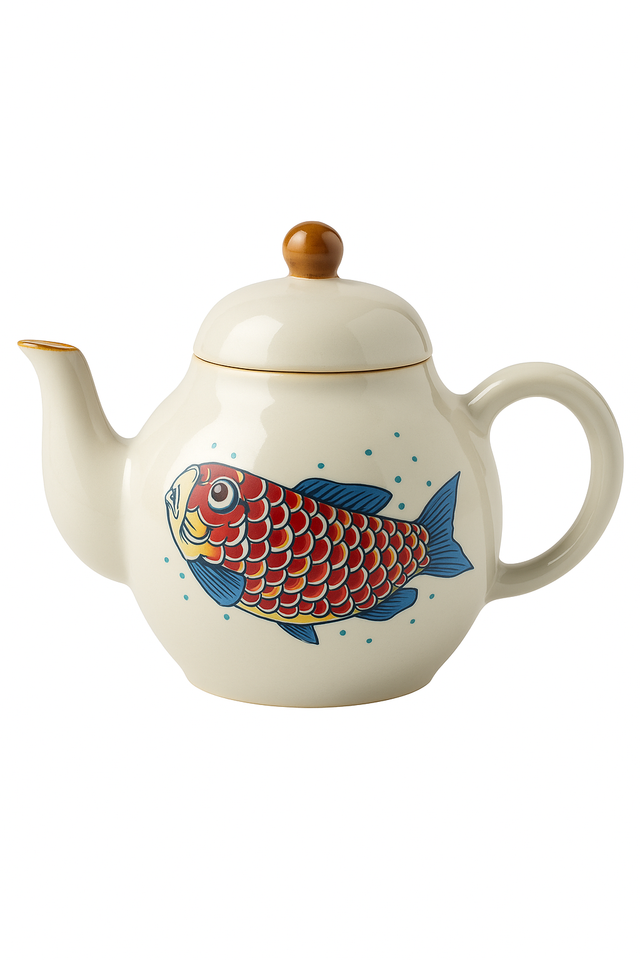 theiere kung fu ceramique motif arowana style retro