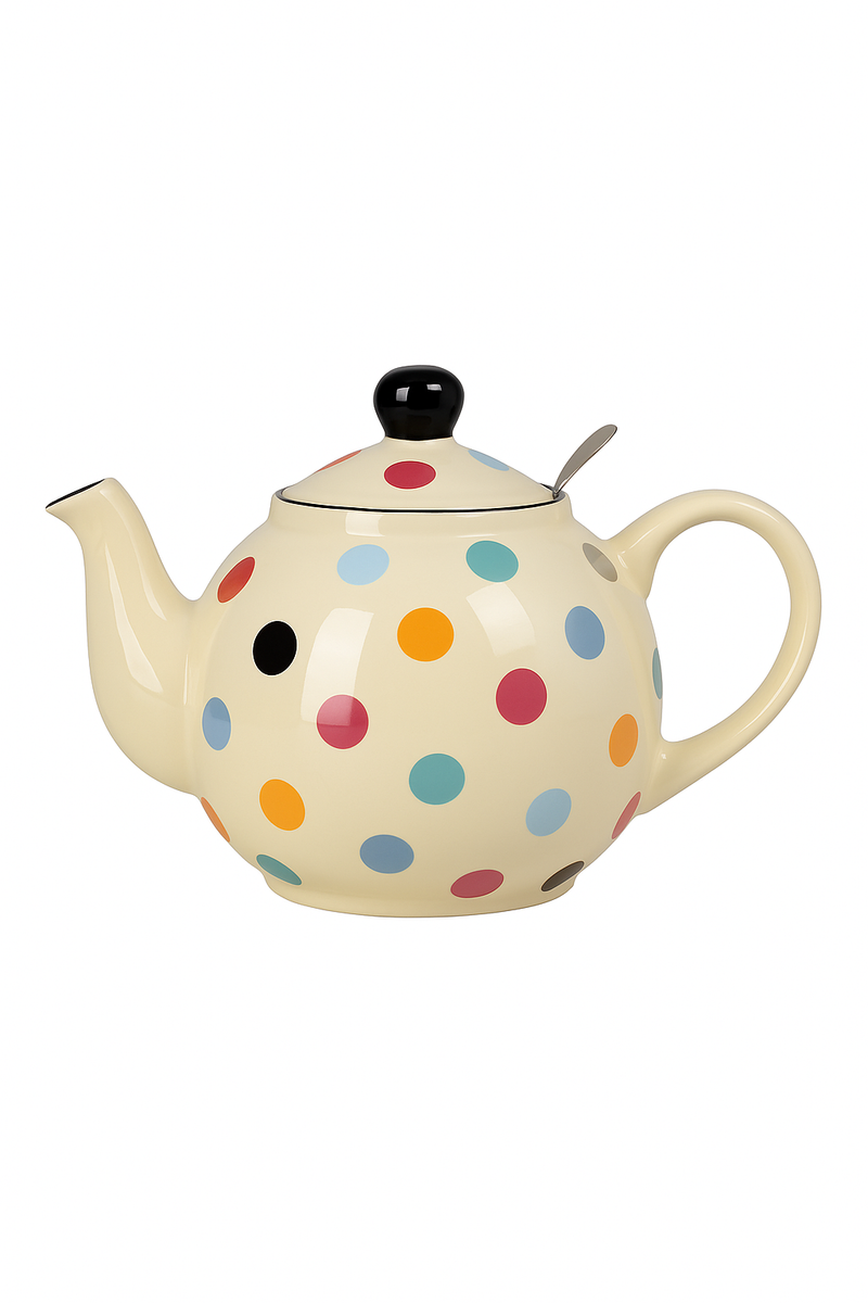 Théière london pottery motif pois céramique style anglais