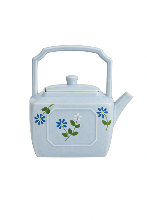 Théière marguerite peinte main porcelaine filtre kung fu - vue 3 sur 2