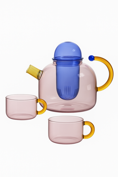 Théière papillon en verre borosilicate 500ml style élégant - vue 3 sur 2