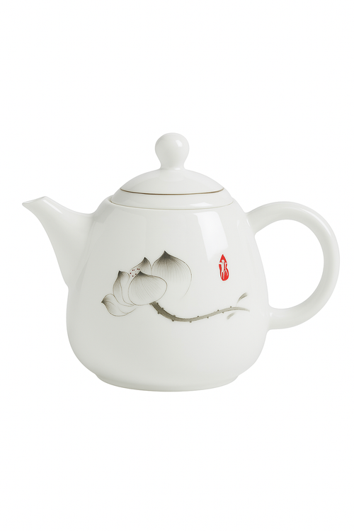 Theiere porcelaine style yixing service the asiatique artisanal - vue 3 sur 2