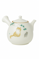 Théière ru kiln céramique motif chat poignée latérale