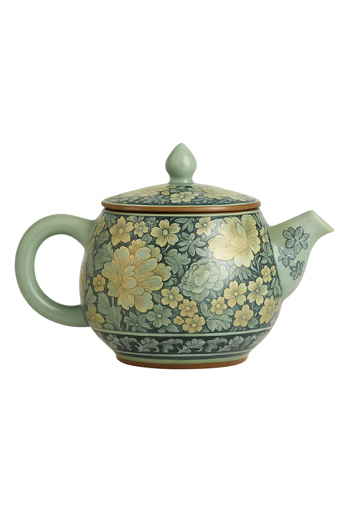 Théière ru kiln céramique pivoine style han kungfu - vue 3 sur 2