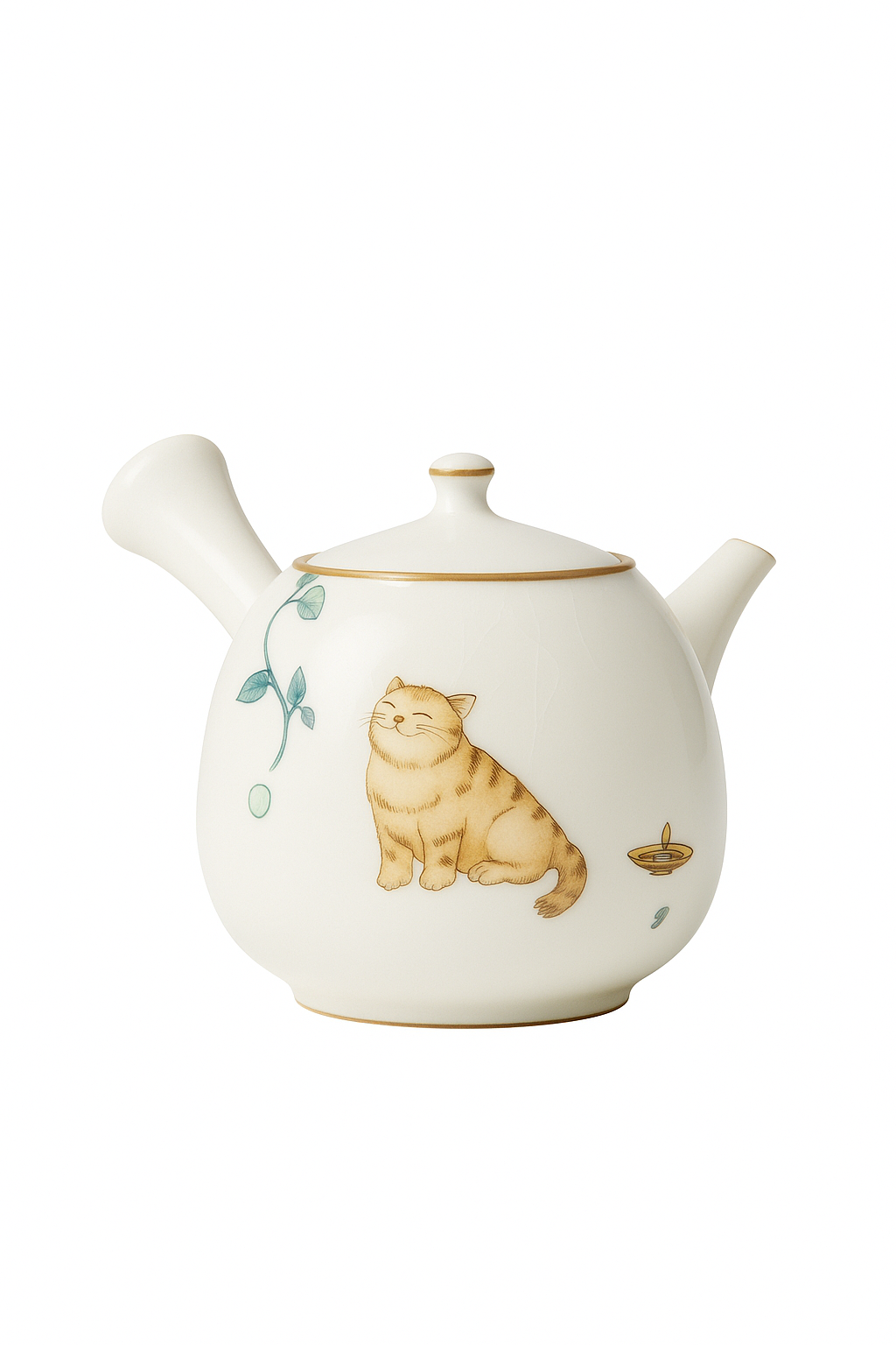 Théière ru kiln chat mignon poignée latérale céramique - vue 2 sur 2