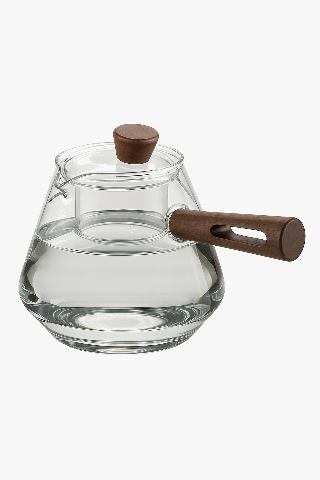 Borosilicate glass teapot with wooden handle, heat resistant