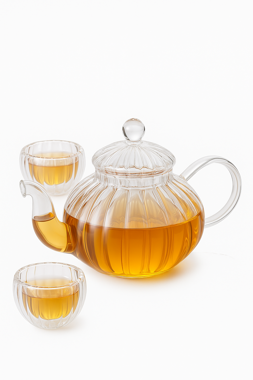 théière verre citrouille rayée filtre floral résistante chaleur - vue 2 sur 2
