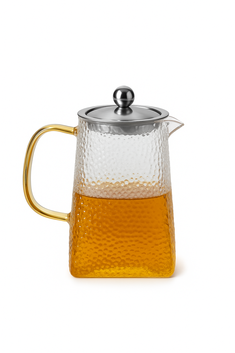 Théiere verre martelé filtre inox resistante chaleur
