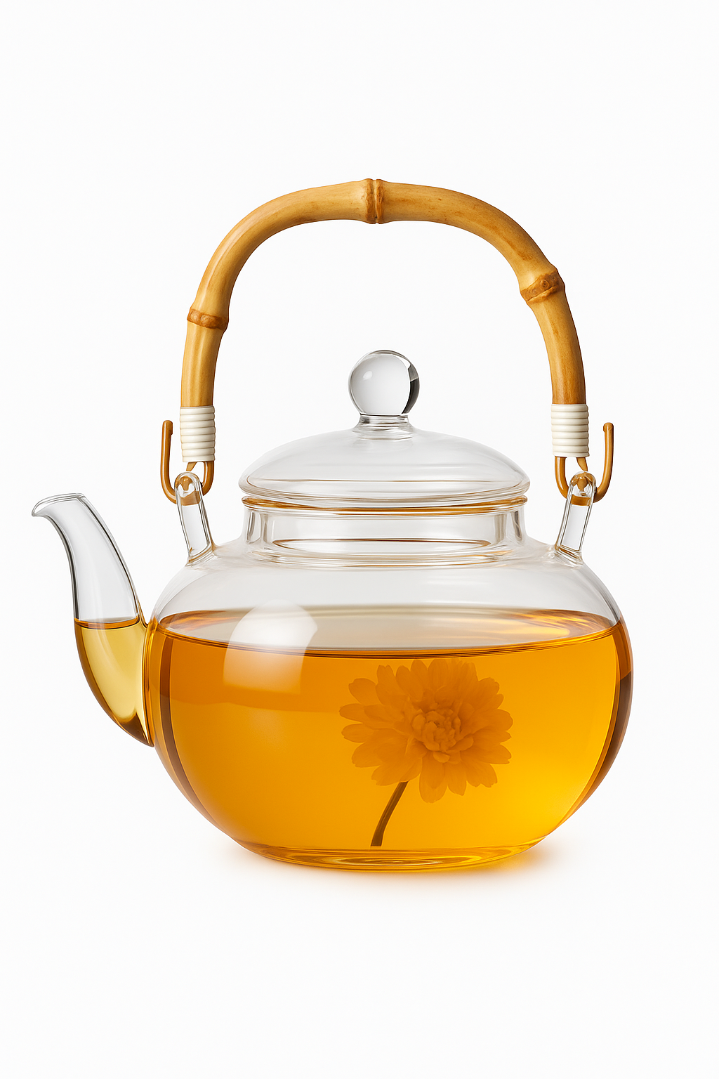 theiere verre poignee bambou tasses infusion pu erh - vue 2 sur 2