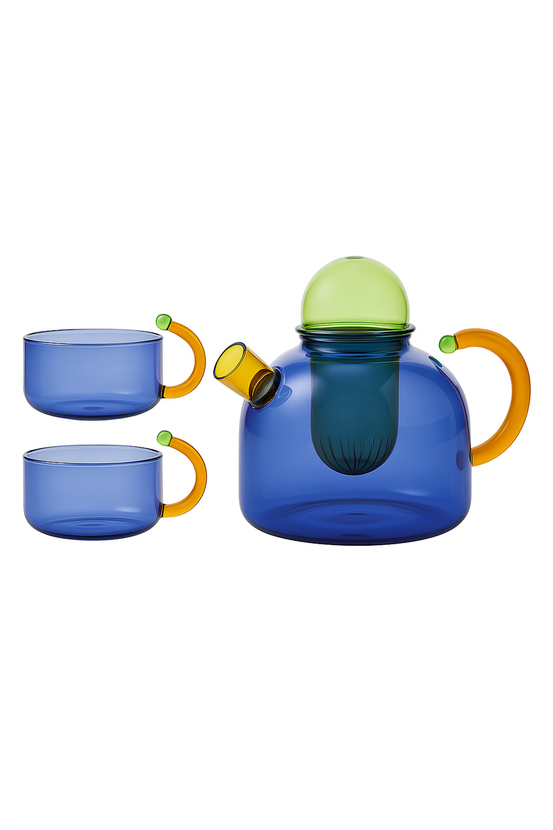Théière verre résistante chaleur avec filtre style minimaliste