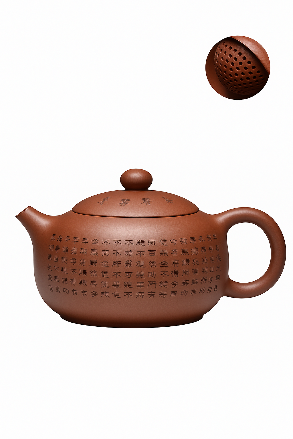 Théière yixing argile sculptée main motif coeur service - vue 2 sur 2