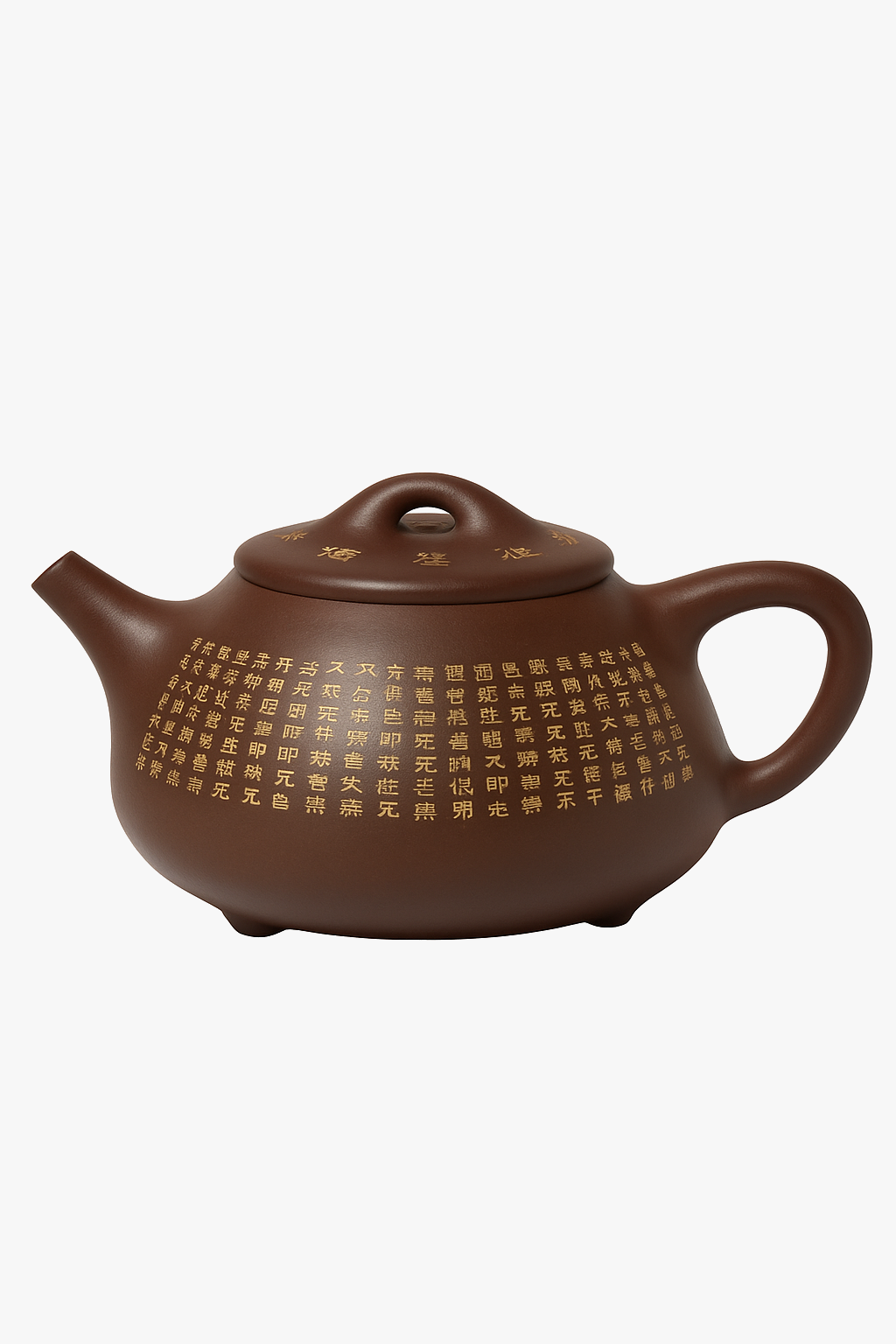 Yixing zisha teapot with heart motif and handcrafted ladle